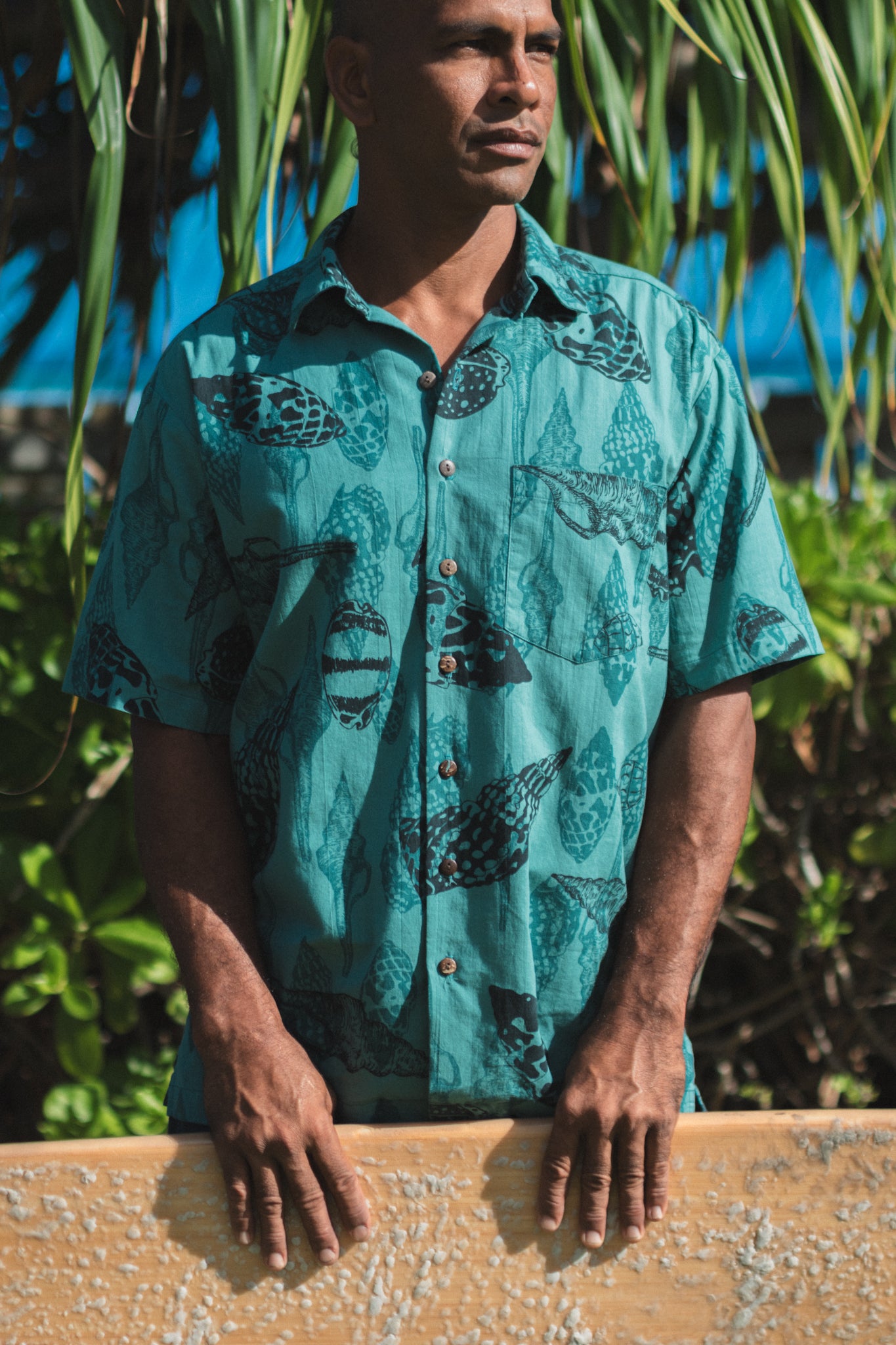 Nā Pūpū Aloha | Button-down Aloha Shirt - teal