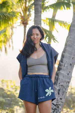 Kealopiko Moi + Pua | Drawstring Shorts - navy