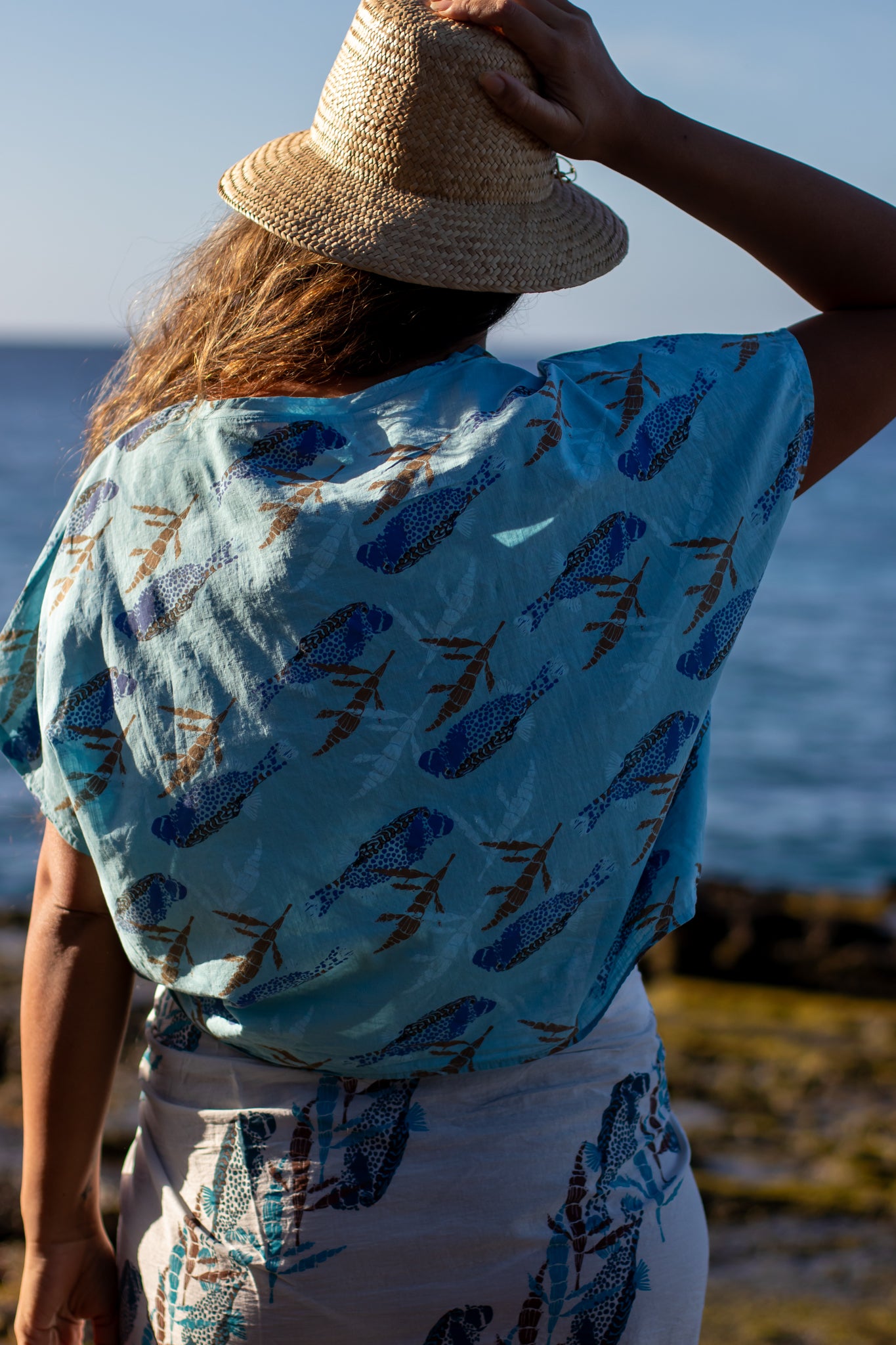 Moa + Hulumoa | Cropped Boxy Top - blue