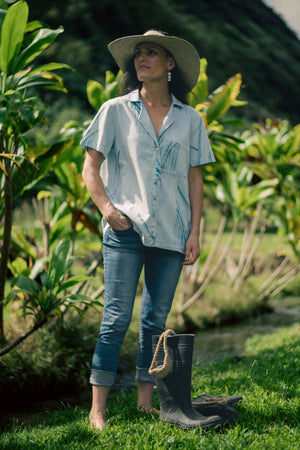 Nā Kahawai o Waipi'o | Unisex Patchwork Shirt - chambray