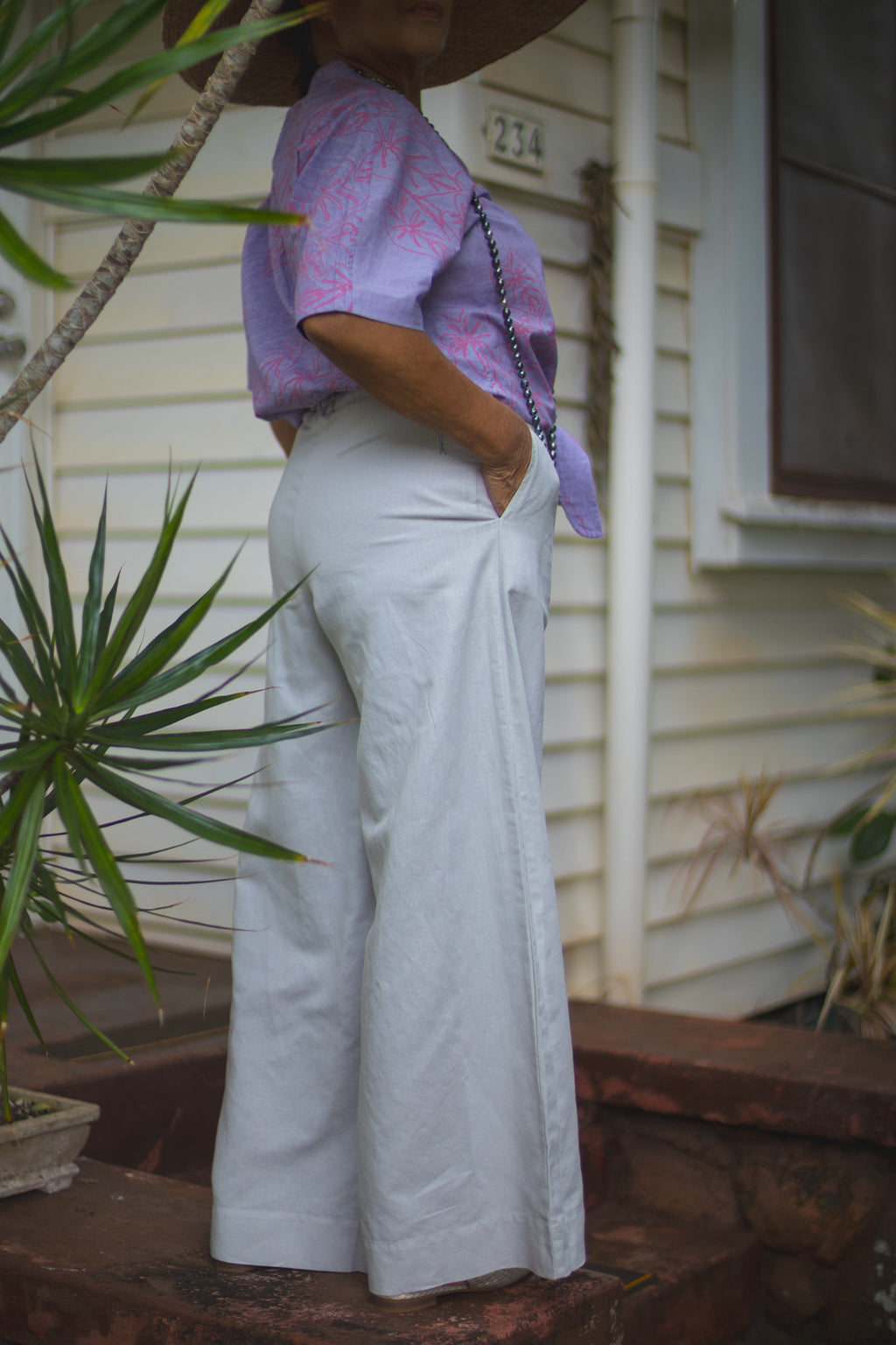 Pilialo | Wide-Leg Pants - light gray