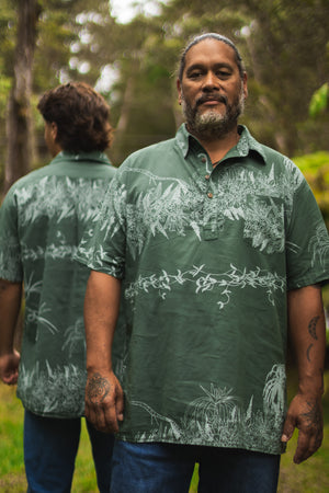Kuahu | Pullover aloha shirt - green