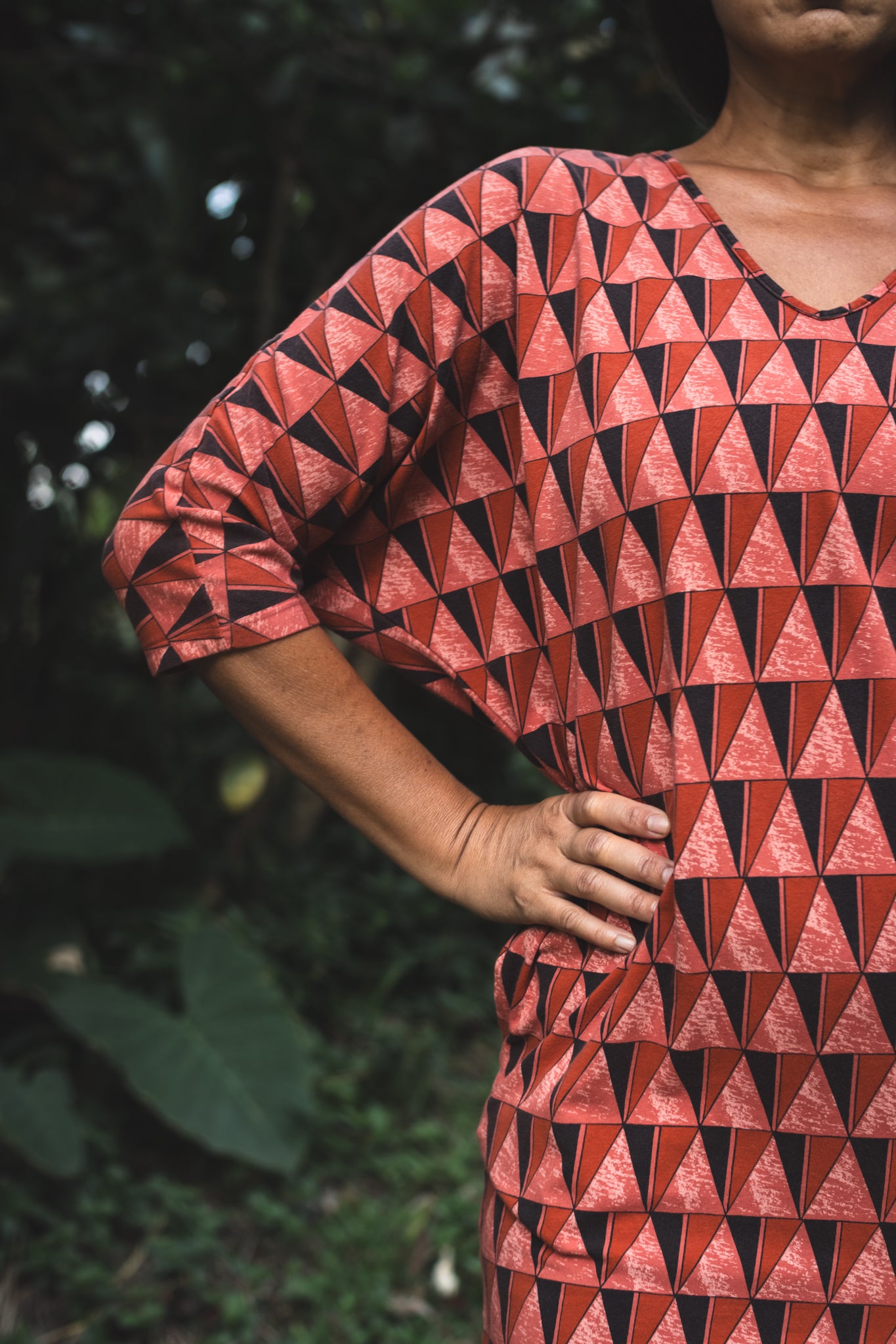 red dolman dress Solid Linen V-Neck Dolman Maxi Dress Red Flame from MILIO MILANO