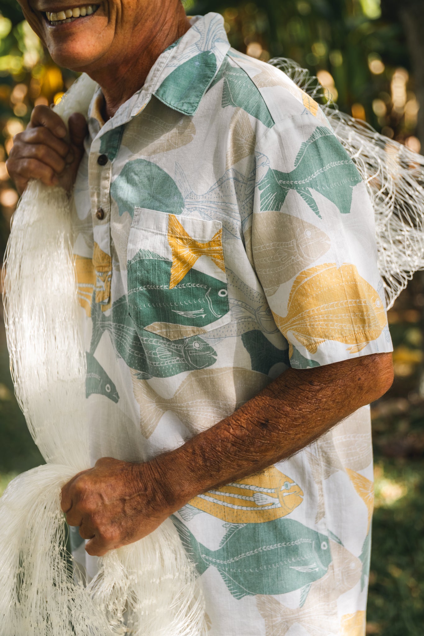 Nenue & Pōhuehue | Pullover aloha shirt - off white