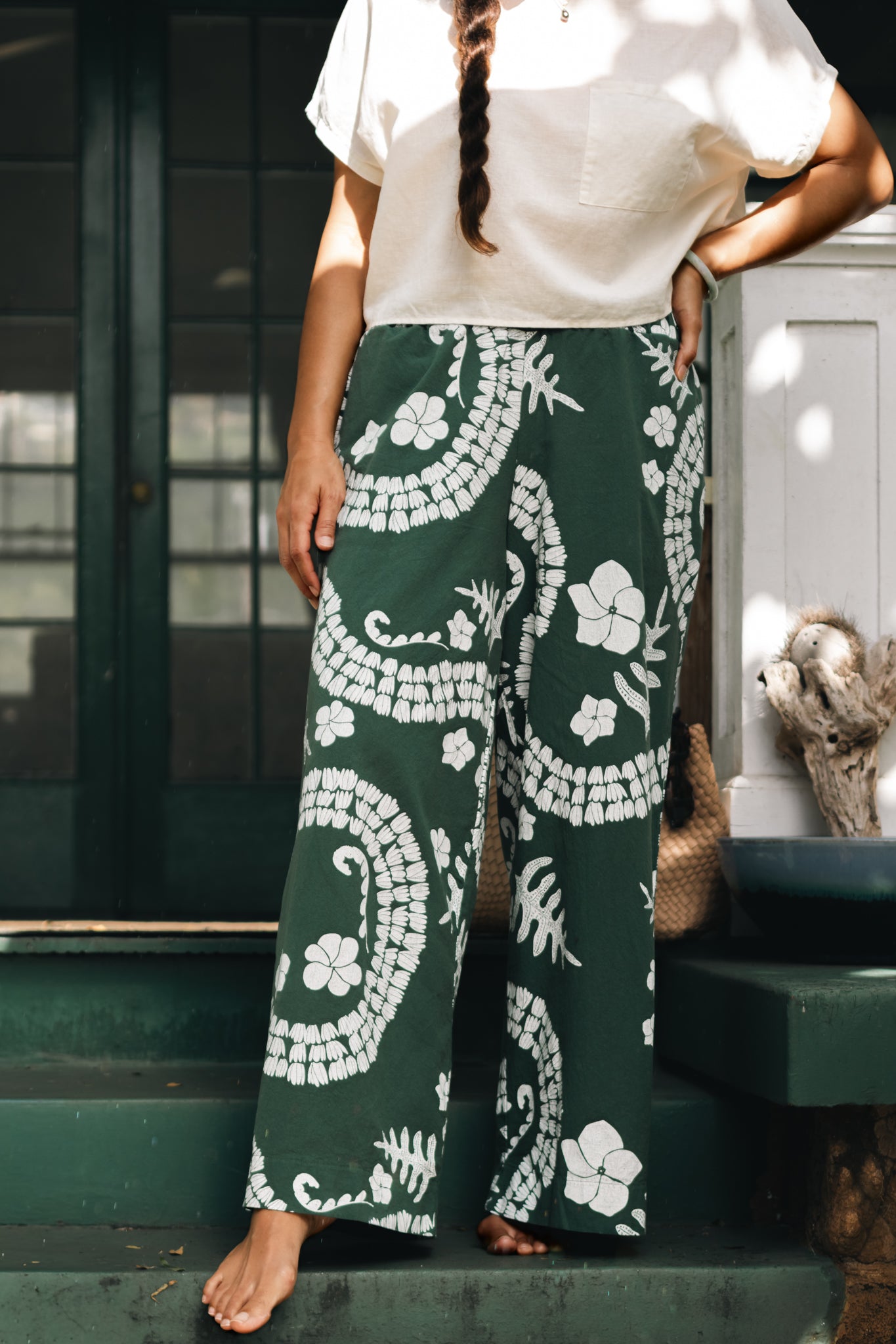 He Aloha no Tahiti | Wide leg Pants - dark green