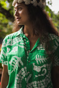 He Aloha no Tahiti | Wahine Aloha Shirt - green