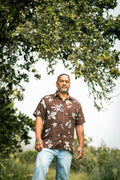 ʻIliahi | Linen Button-down Aloha Shirt - brown