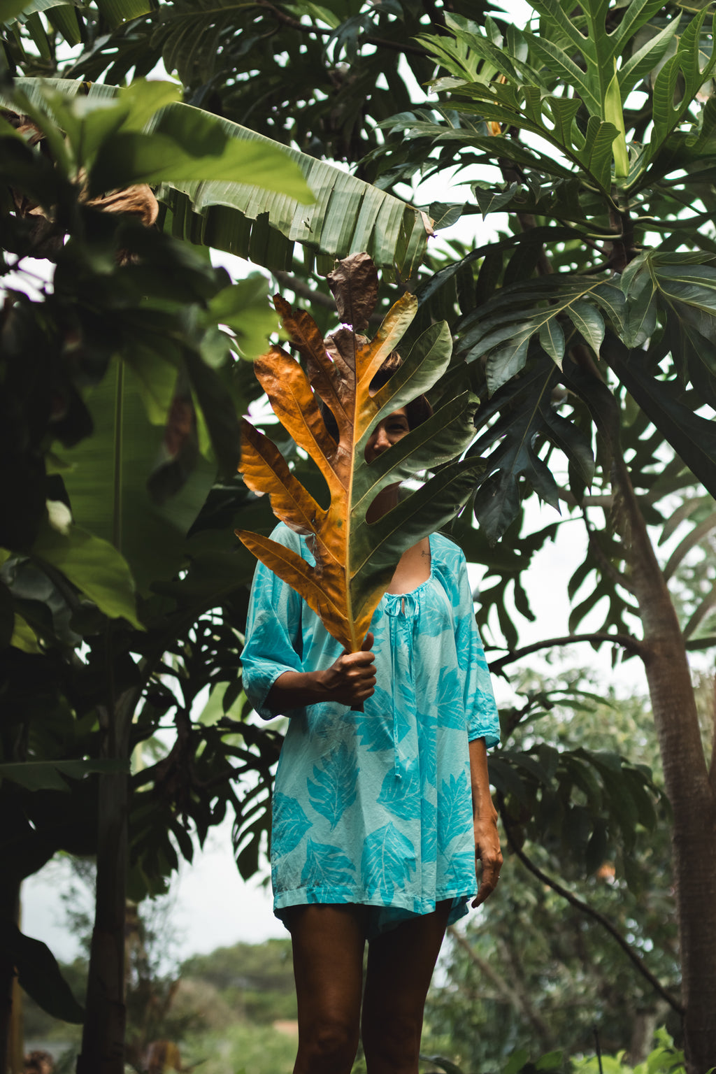 Lau ʻUlu | Tie-Front Romper - blue