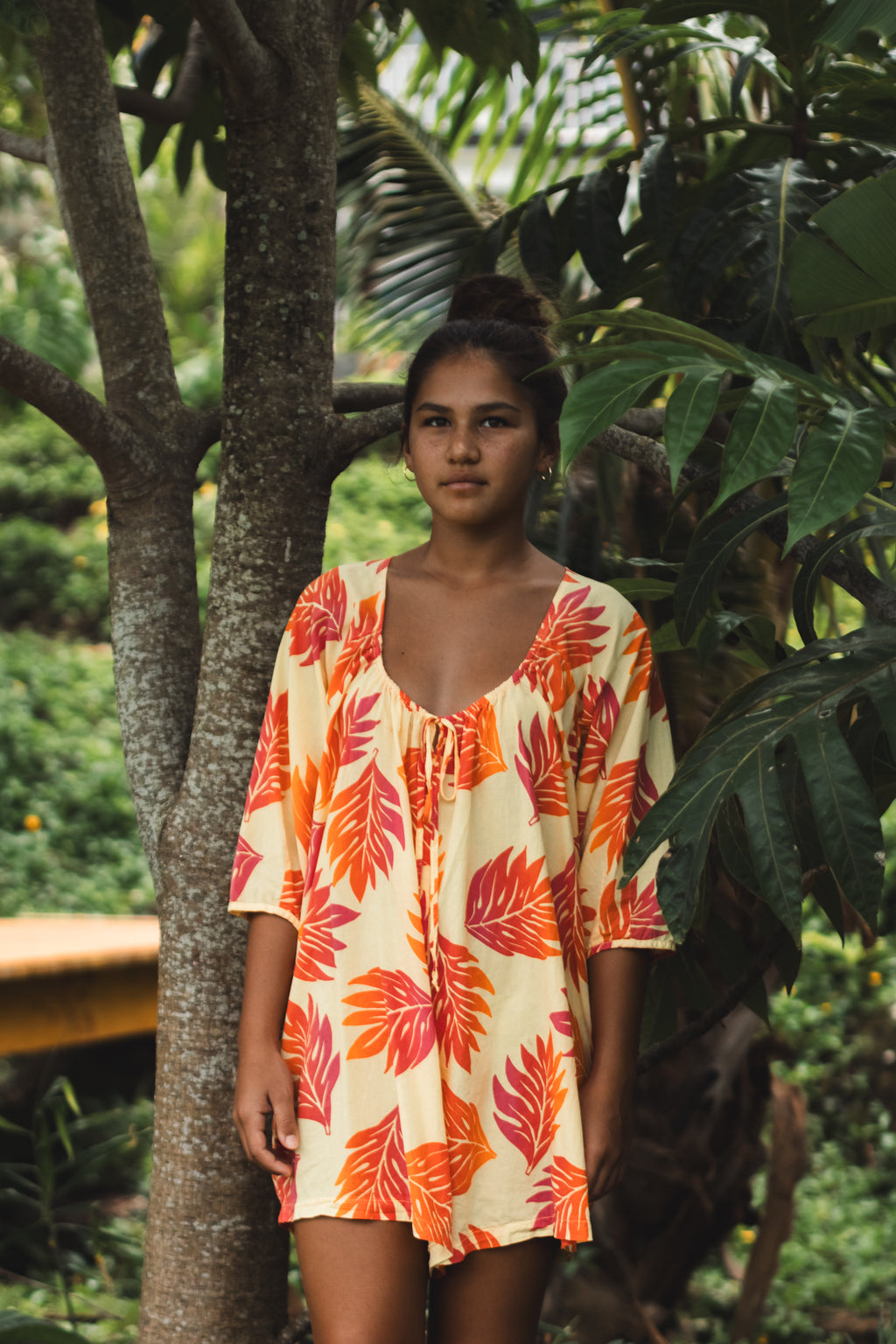 Lau ʻUlu | Tie-Front Romper - yellow