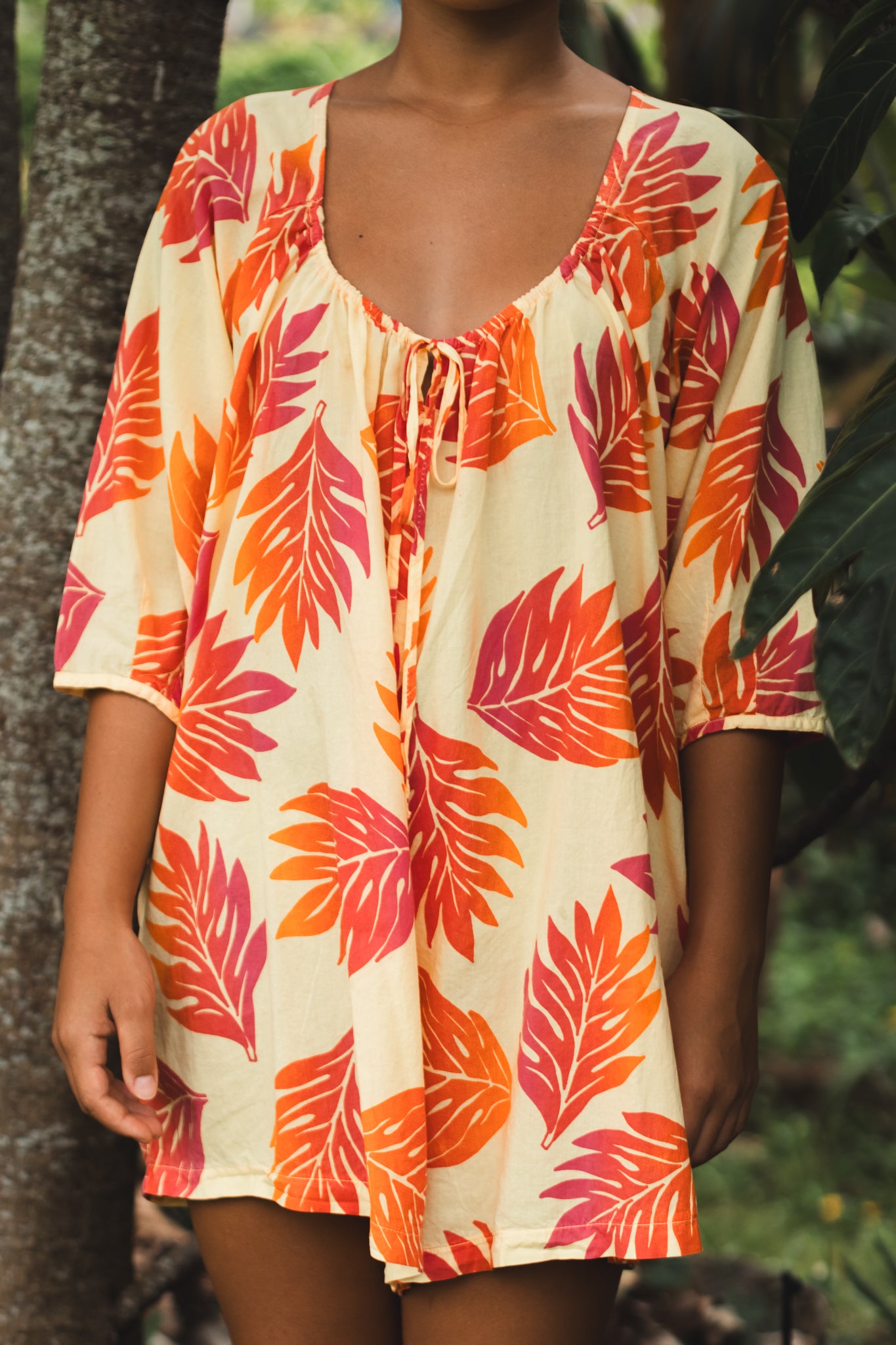 Lau ʻUlu | Tie-Front Romper - yellow