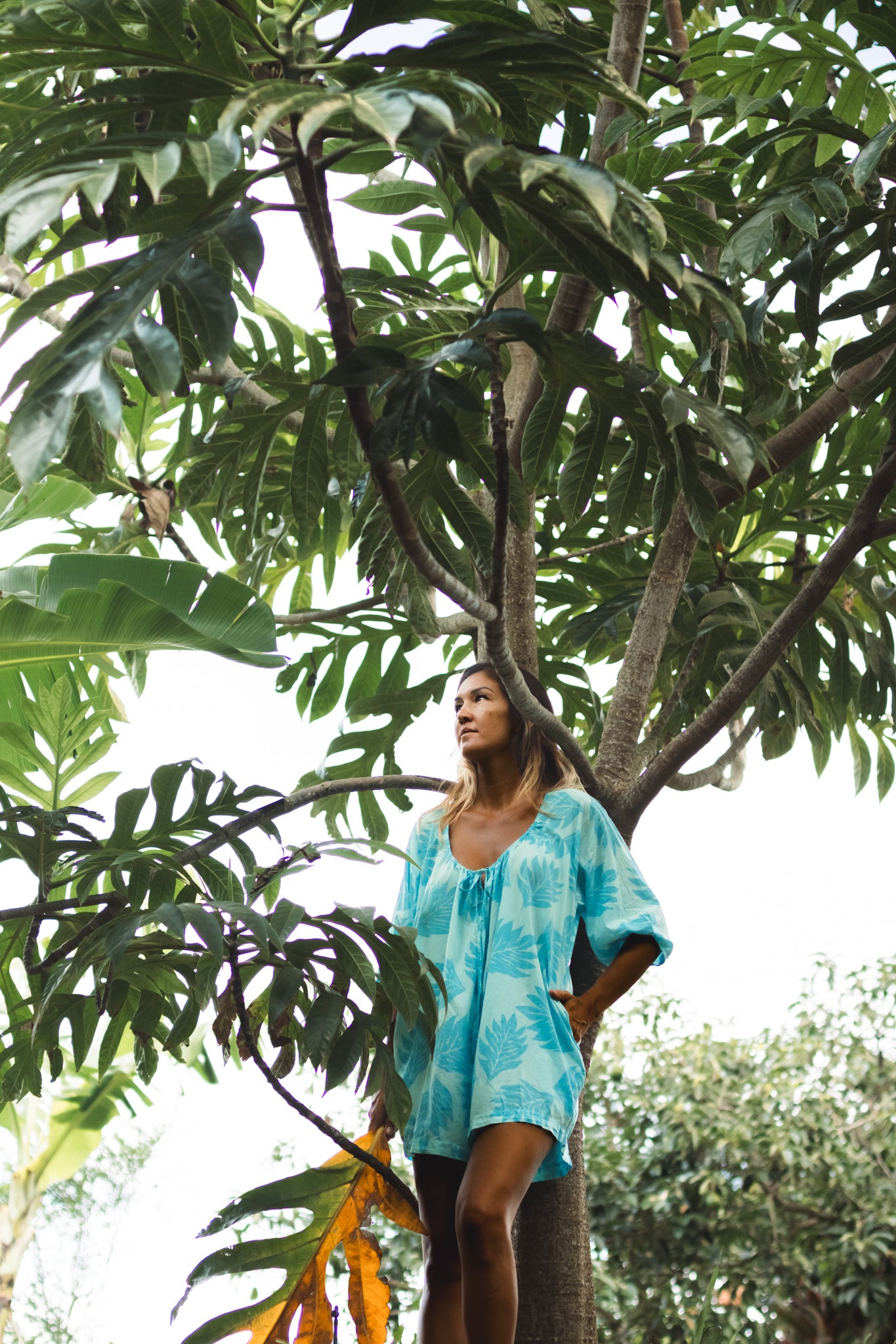 Lau ʻUlu | Tie-Front Romper - blue