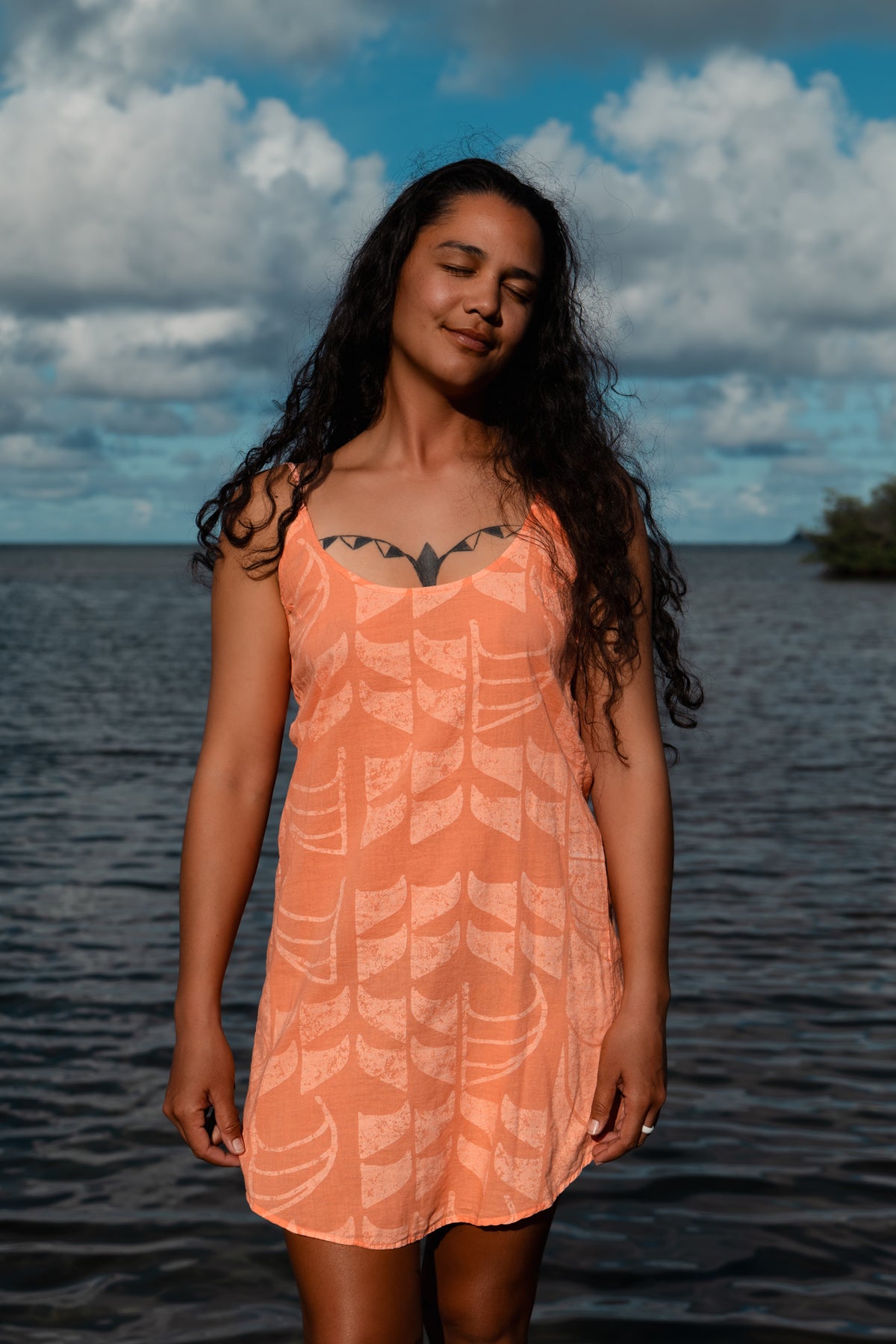 He Waʻa He Moku | Tank Dress - cantaloupe