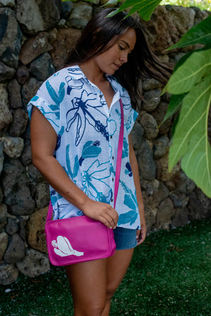 Kaʻilihiwa | Leather crossbody bag - Pua aloalo - pink - *ASF*